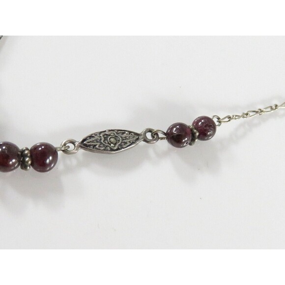 16 1/2" Sterling Silver Lariat Necklace 1 3/4 Drop Polished & Faceted Gem Stones - Picture 6 of 6